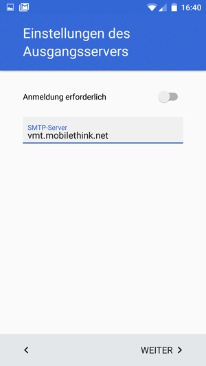 Schalten Sie Anmeldung erforderlich aus und wählen Sie WEITER