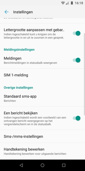 Scroll naar en selecteer Sms-/mms-instellingen