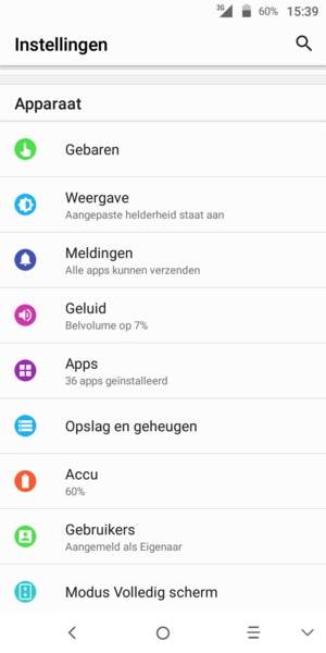 Scroll naar en selecteer Accu