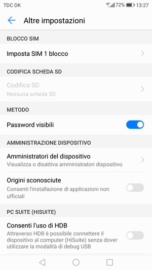 Seleziona Imposta SIM blocco