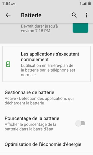 Faites défiler et sélectionnez Optimisation de l'économie d'énergie