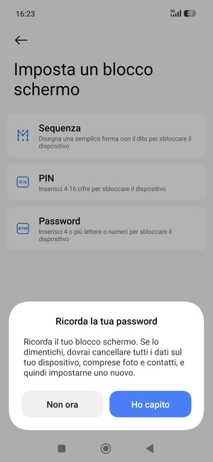 Seleziona Ho capito