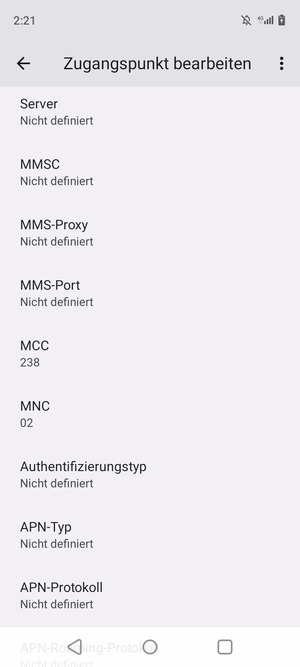 Scrollen Sie nach unten und geben Sie MMS-Informationen ein