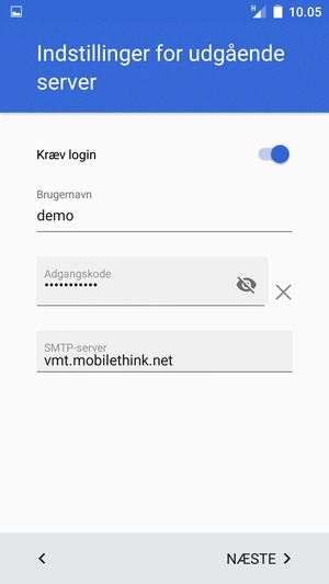 Indtast udgående serveradresse