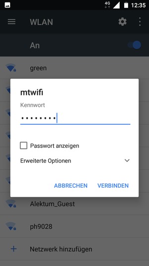 Geben Sie das WLAN-Passwort ein und wählen Sie VERBINDEN