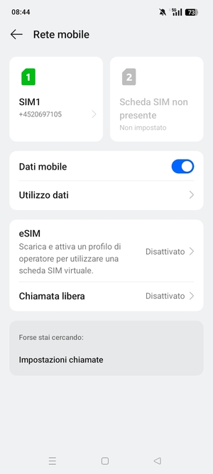 Seleziona SIM1 o SIM2