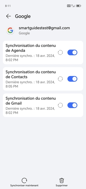 Sélectionnez Synchroniser
maintenant