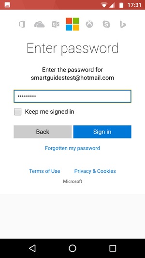 Enter your password and select Sign in