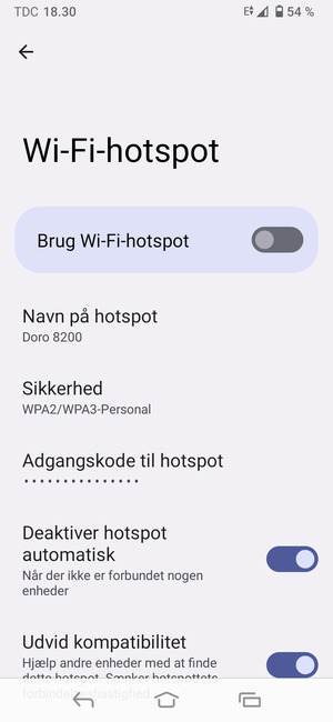 Vælg Adgangskode til hotspot