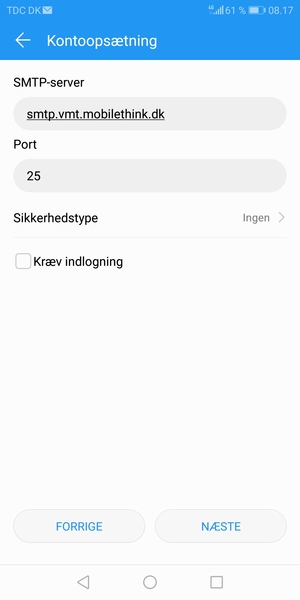 Fjern markeringen i tjekboksen Kræv indlogning og vælg NÆSTE