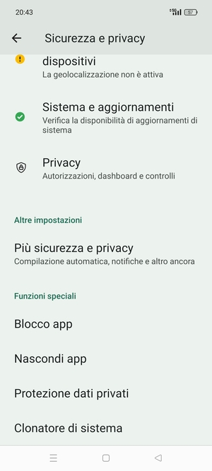 Scorri e seleziona Piú sicurezza e privacy