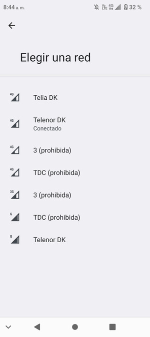 Seleccione un operador de red de la lista