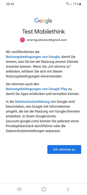 Wählen Sie Ich stimme zu