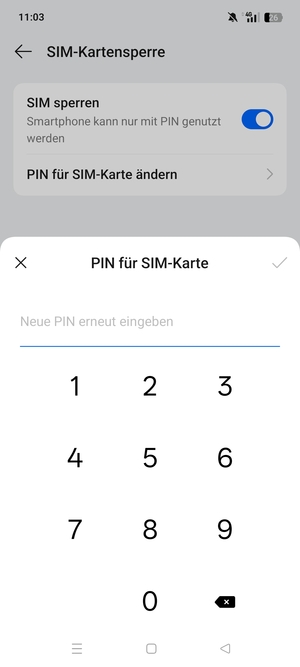 Bestätigen Sie Ihre neue PIN für die SIM-Karte und wählen Sie OK