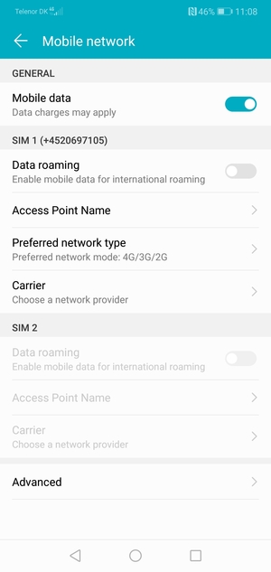 To change network if network problems occur,  select Carrier