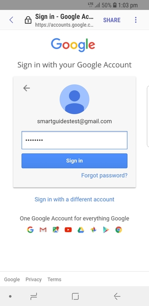 Enter your Gmail password and select Sign in