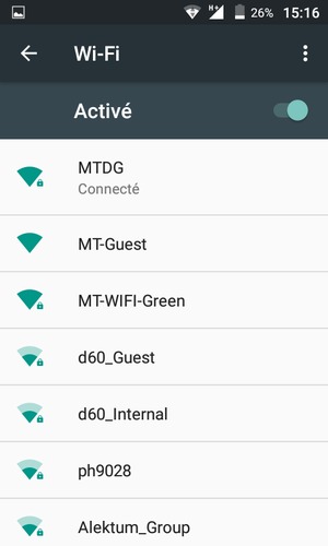 Vous êtes maintenant connecté au réseau Wi-Fi