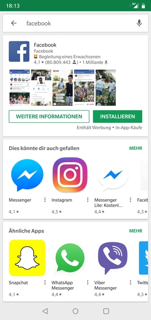 Wählen Sie die App