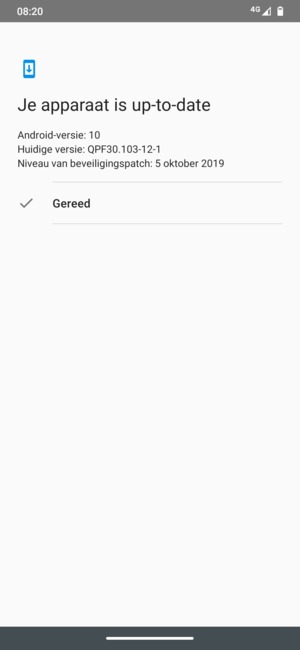 Als uw telefoon up-to-date is, selecteert u Gereed