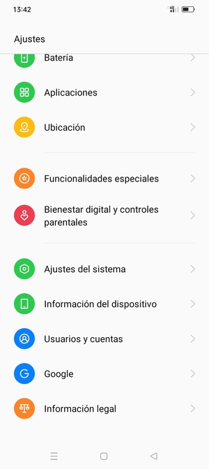 Desplácese y seleccione Información del dispositivo