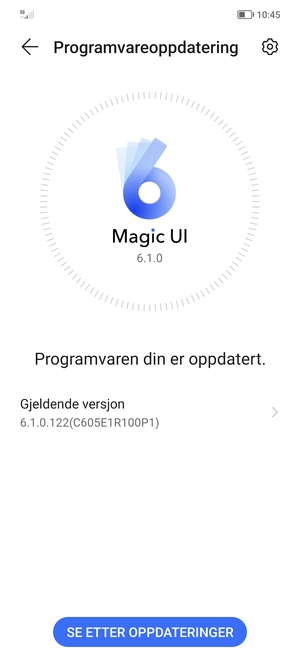 Hvis telefonen din er oppdatert, vil du se følgende skjermbilde