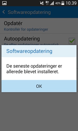 Hvis din telefon er opdateret, vælg OK