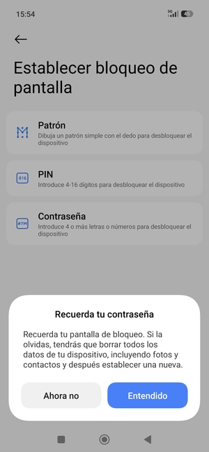Seleccione Entendido