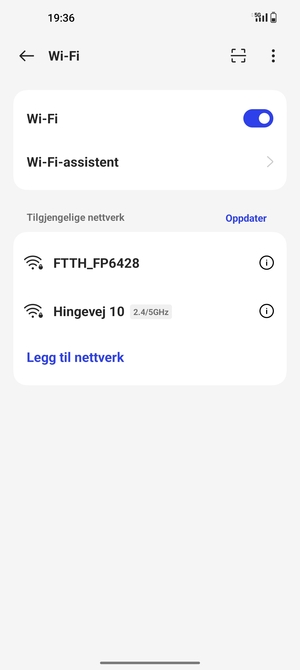 Velg det trådløse nettverket du vil koble til