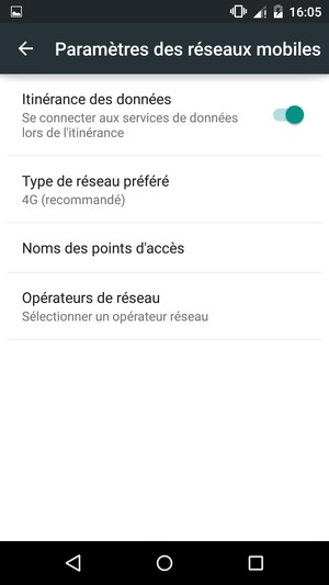 Activer ou désactiver Itinérance des données