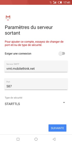 Sélectionnez Type de sécurité