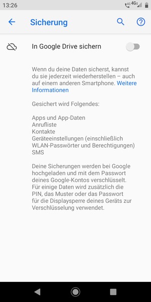 Schalten Sie In Google Drive sichern ein