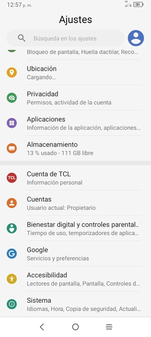 Desplácese y seleccione Sistema