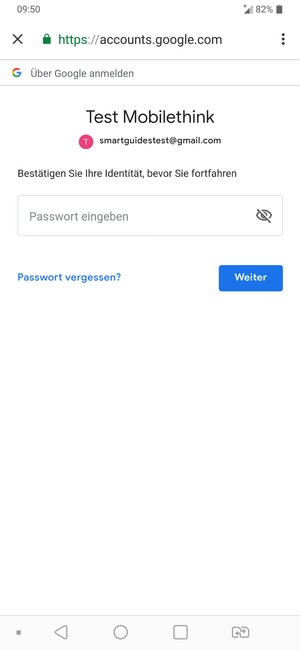 Geben Sie Ihre Passwort ein und wählen Sie Weiter