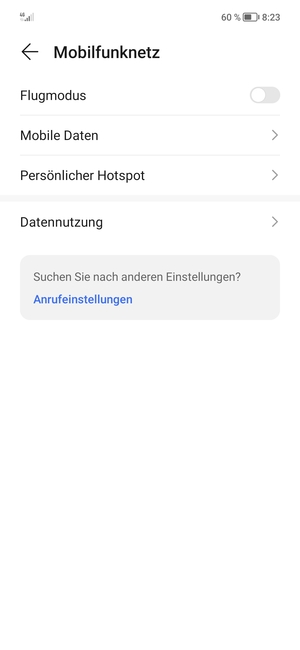Wählen Sie Mobile Daten