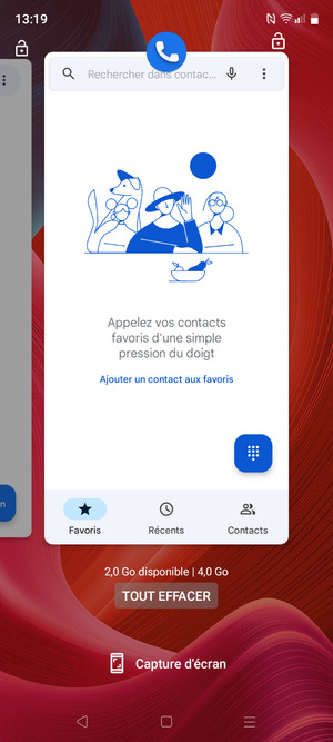 Sélectionnez TOUT EFFACER pour fermer toutes les applications en cours d'exécution