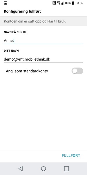 Gi kontoen din et navn, og skriv inn navnet ditt. Velg FULLFØRT