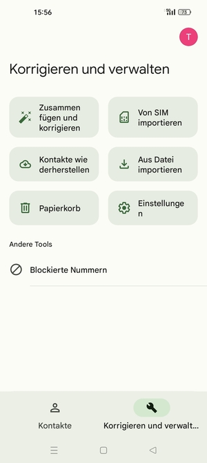 Wählen Sie Von SIM importieren
