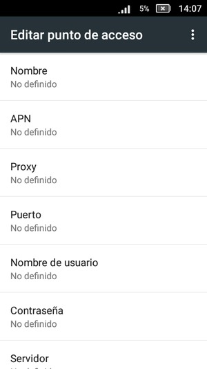 Introduzca la información de Internet
