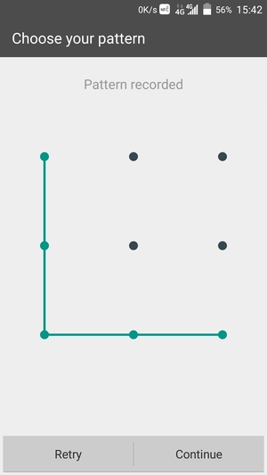 Draw an unlock pattern and select Continue