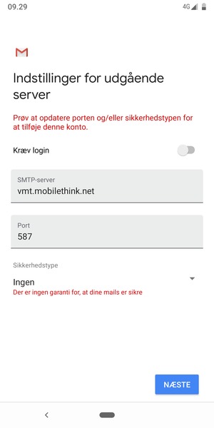 Vælg NÆSTE