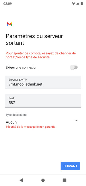 Sélectionnez SUIVANT