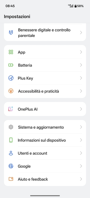 Scorri e seleziona Sistema e aggiornamento