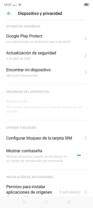 Desplácese y seleccione Configurar bloqueo de la tarjeta SIM