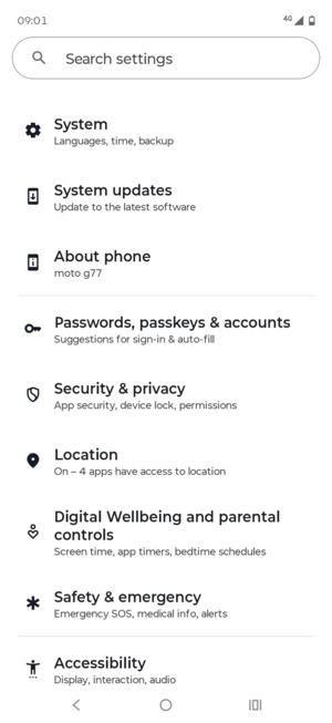 Scroll to and select Security & privacy