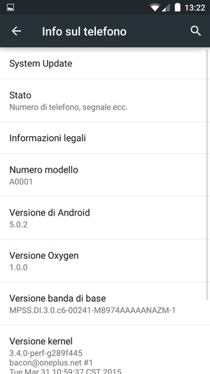 Seleziona System Update