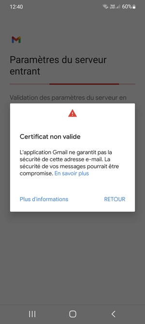 Sélectionnez RETOUR