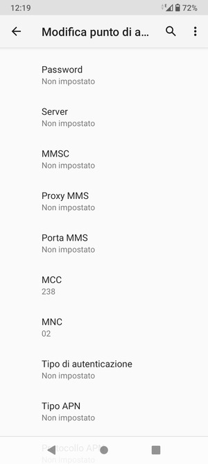 Scorri verso il basso e inserisci le informazioni degli MMS