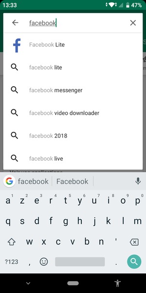 Saisissez le nom de l'appli et sélectionnez Rechercher