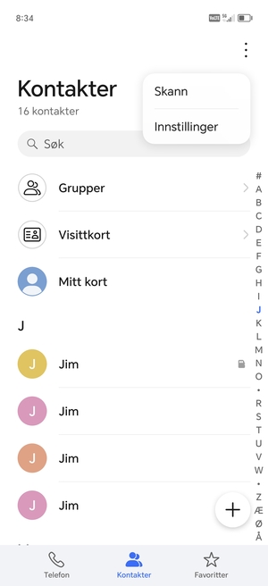 Velg Innstillinger