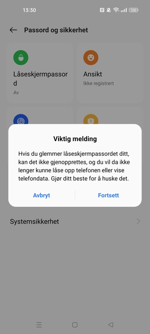Velg Fortsett